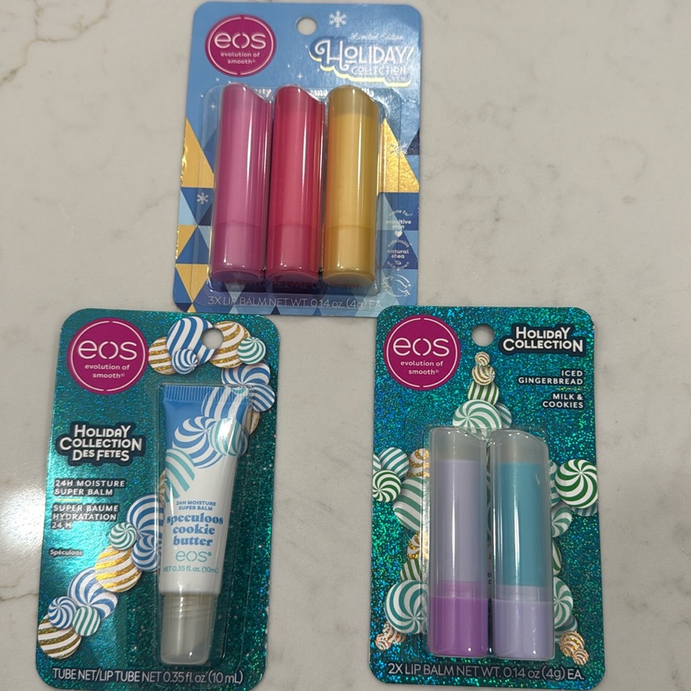 eos Holiday collection lip balms
